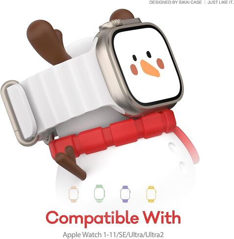SIKAI CASE Cute Snowman Charger Stand Compatible with Apple Watch Series Ultra2/Ultra/10/9/8/SE2/7/6/SE/5/4/3/2/1,for iWatch 49/46/45/44/42/41/40/38mm Silicone Watch Stand, NO Charger in Saudi Arabia
