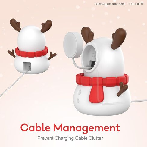 SIKAI CASE Cute Snowman Charger Stand Compatible with Apple Watch Series Ultra2/Ultra/10/9/8/SE2/7/6/SE/5/4/3/2/1,for iWatch 49/46/45/44/42/41/40/38mm Silicone Watch Stand, NO Charger in Saudi Arabia