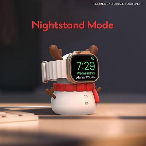 SIKAI CASE Cute Snowman Charger Stand Compatible with Apple Watch Series Ultra2/Ultra/10/9/8/SE2/7/6/SE/5/4/3/2/1,for iWatch 49/46/45/44/42/41/40/38mm Silicone Watch Stand, NO Charger in Saudi Arabia