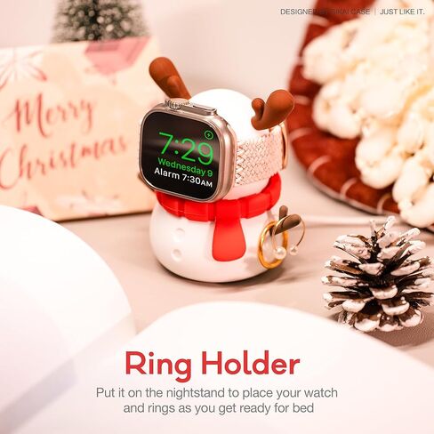 SIKAI CASE Cute Snowman Charger Stand Compatible with Apple Watch Series Ultra2/Ultra/10/9/8/SE2/7/6/SE/5/4/3/2/1,for iWatch 49/46/45/44/42/41/40/38mm Silicone Watch Stand, NO Charger in Saudi Arabia