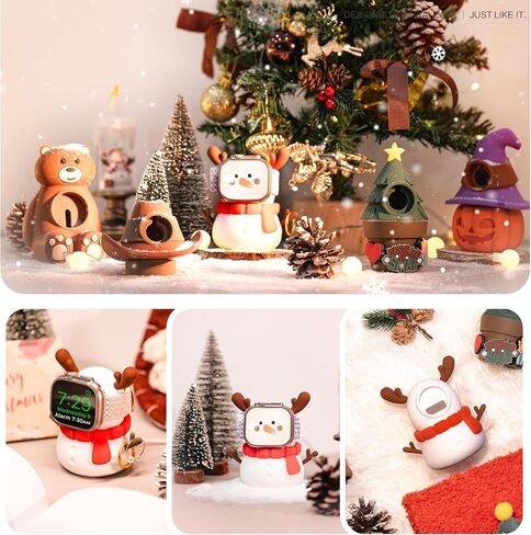 SIKAI CASE Cute Snowman Charger Stand Compatible with Apple Watch Series Ultra2/Ultra/10/9/8/SE2/7/6/SE/5/4/3/2/1,for iWatch 49/46/45/44/42/41/40/38mm Silicone Watch Stand, NO Charger in Saudi Arabia