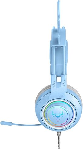 سماعة رأس سلكية للألعاب مع ميكروفون قابل للدوران ستيريو RGB خفيفة الوزن 3.5 ملم USB للكمبيوتر للهواتف الذكية اللوحية باللون الأزرق in Kuwait