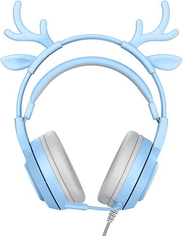 سماعة رأس سلكية للألعاب مع ميكروفون قابل للدوران ستيريو RGB خفيفة الوزن 3.5 ملم USB للكمبيوتر للهواتف الذكية اللوحية باللون الأزرق in Kuwait