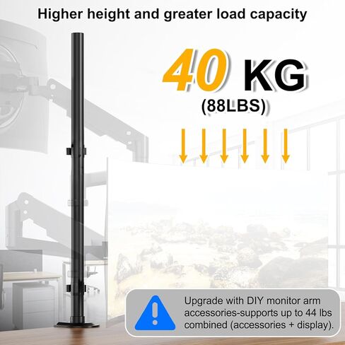 PUTORSEN Universal VESA Pole Mount لشاشات 17 بوصة - 32 بوصة، يناسب عمود قطره 1.38 بوصة وعمود حامل شاشة فولاذي طويل جدًا 32 بوصة مكون من قسمين - مع قاعدة تثبيت in Kuwait