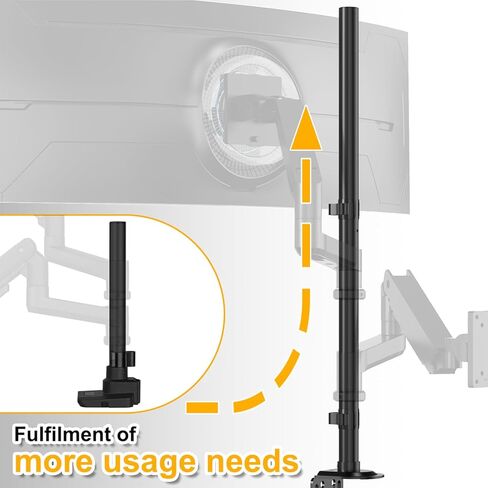 PUTORSEN Universal VESA Pole Mount لشاشات 17 بوصة - 32 بوصة، يناسب عمود قطره 1.38 بوصة وعمود حامل شاشة فولاذي طويل جدًا 32 بوصة مكون من قسمين - مع قاعدة تثبيت in Kuwait