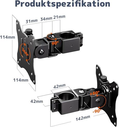 PUTORSEN Universal VESA Pole Mount لشاشات 17 بوصة - 32 بوصة، يناسب عمود قطره 1.38 بوصة وعمود حامل شاشة فولاذي طويل جدًا 32 بوصة مكون من قسمين - مع قاعدة تثبيت in Kuwait