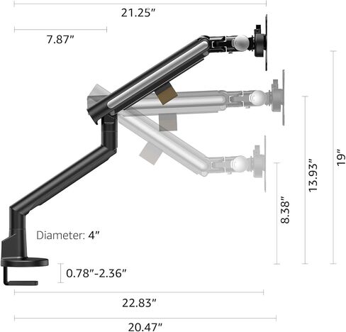 Monitor Arm Stand, 24 to 43 Inch Single Monitor Mount, C Clamp Only, Mechanical Spring Desk Mount, Holds 6.6-26.4 lbs, Fit 75x75/100x100 VESA,(Black) in Saudi Arabia