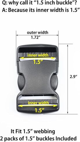 إبزيم سريع التحرير 1.5 بوصة، 1.5 بوصة حقيبة ظهر بديلة من البلاستيك مشبك أبازيم مشبك 2 عبوة لحقيبة حزام المظلة in Kuwait
