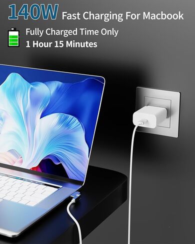 كابل USB-C إلى مغناطيسي 3 بقوة 140 واط، كابل مغناطيسي 3 180 درجة لشاحن MacBook Air Pro، 6.6FT متوافق مع Air (15 بوصة/13 بوصة M4 2025، M3 2024، M2 2023، 2022)، Pro (16 بوصة/14 بوصة 2024/2023/2021) 2 متر أبيض in Saudi Arabia