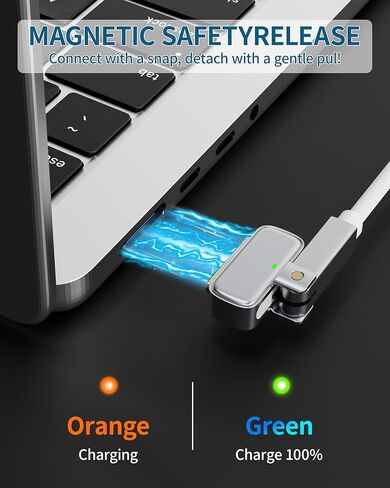 كابل USB-C إلى مغناطيسي 3 بقوة 140 واط، كابل مغناطيسي 3 180 درجة لشاحن MacBook Air Pro، 6.6FT متوافق مع Air (15 بوصة/13 بوصة M4 2025، M3 2024، M2 2023، 2022)، Pro (16 بوصة/14 بوصة 2024/2023/2021) 2 متر أبيض in Saudi Arabia