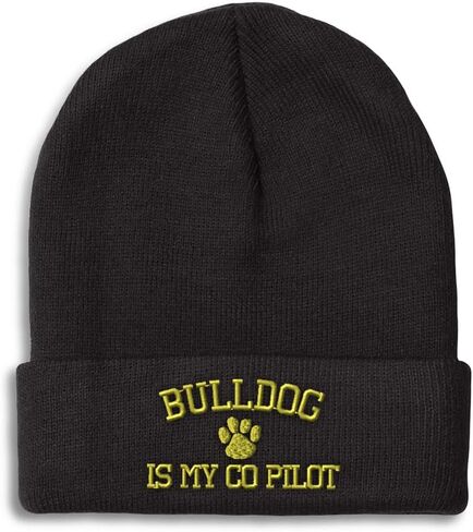 Beanies for Men Bulldog Dog is My Co Pilot French English Skull Cap Winter Hats Women Acrylic One Size in Saudi Arabia