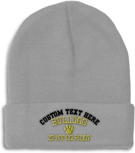 Beanies for Men Bulldog Dog is My Co Pilot French English Skull Cap Winter Hats Women Acrylic One Size in Saudi Arabia