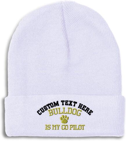 Beanies for Men Bulldog Dog is My Co Pilot French English Skull Cap Winter Hats Women Acrylic One Size in Saudi Arabia