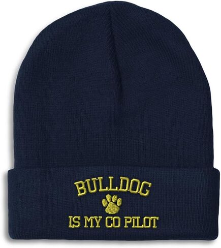 Beanies for Men Bulldog Dog is My Co Pilot French English Skull Cap Winter Hats Women Acrylic One Size in Saudi Arabia