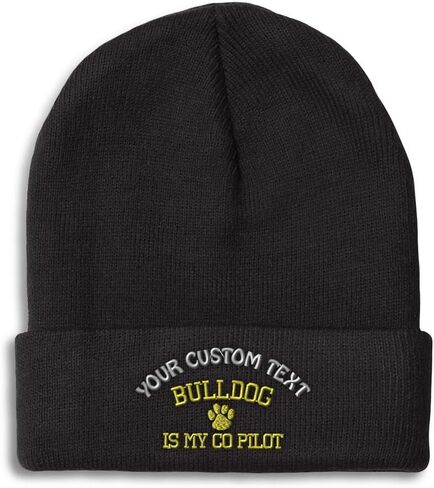 Beanies for Men Bulldog Dog is My Co Pilot French English Skull Cap Winter Hats Women Acrylic One Size in Saudi Arabia
