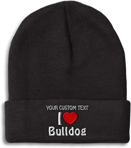 Beanies for Men I (Love) Bulldog Dogs Pet English Skull Cap Winter Hats Women Acrylic One Size in Kuwait