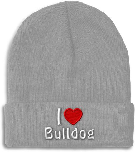 قبعات شتوية للرجال I (Love) Bulldog Dogs Pet English Skull Cap قبعات شتوية للنساء من الأكريليك مقاس واحد in Kuwait