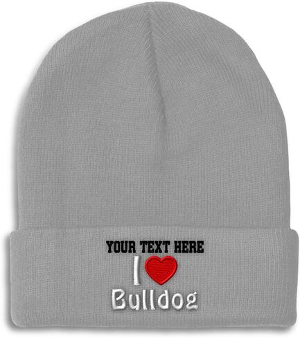 قبعات شتوية للرجال I (Love) Bulldog Dogs Pet English Skull Cap قبعات شتوية للنساء من الأكريليك مقاس واحد in Kuwait