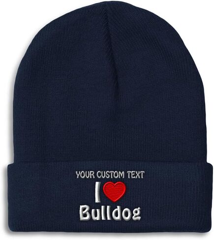 قبعات شتوية للرجال I (Love) Bulldog Dogs Pet English Skull Cap قبعات شتوية للنساء من الأكريليك مقاس واحد in Kuwait