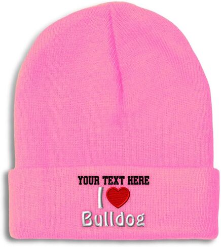 قبعات شتوية للرجال I (Love) Bulldog Dogs Pet English Skull Cap قبعات شتوية للنساء من الأكريليك مقاس واحد in Kuwait