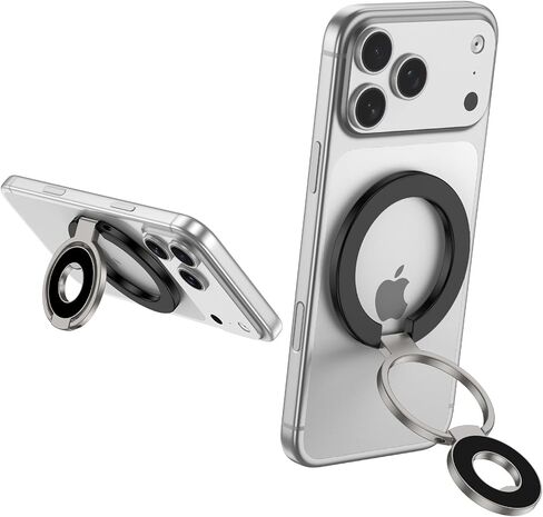 Magnetic Phone Ring for Magsafe Grip Cell Phone Grip Holder Stand Two-Sided Magnet Finger Ring Kickstand for Samsung Galaxy S25 Ultra S24 FE Z Flip7,iPhone 17 Pro Max 16e 16 Plus 15,Magnetic Car Mount in Saudi Arabia