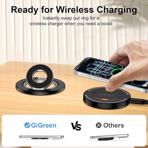Magnetic Phone Ring for Magsafe Grip Cell Phone Grip Holder Stand Two-Sided Magnet Finger Ring Kickstand for Samsung Galaxy S25 Ultra S24 FE Z Flip7,iPhone 17 Pro Max 16e 16 Plus 15,Magnetic Car Mount in Saudi Arabia