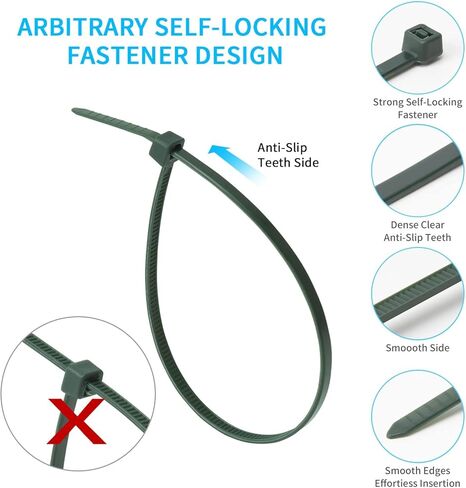 100Pcs Small to Medium Zip Tie, Nylon PA66 UV Resistant Cable Tie for Indoor and Outdoor Use - Ideal for Bundling and Securing Objects（Green，6 inch） in Saudi Arabia
