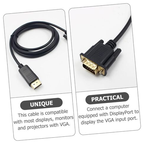 Displayport to Vga Male to Male Cable Gold Plated Connector High Definition Video Cord for Monitor Projector Reliable Shielded Conversion in Saudi Arabia