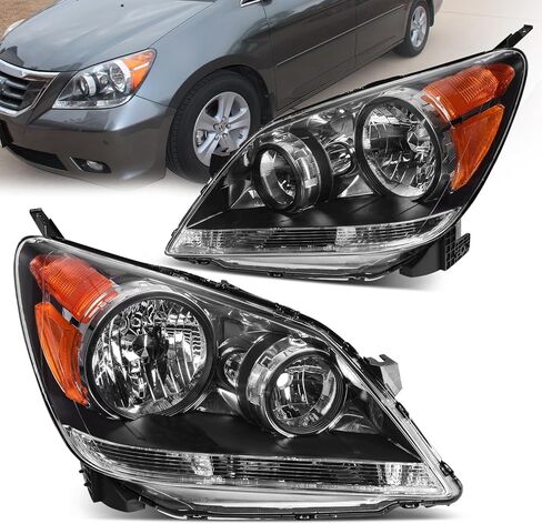 Headlight Assembly Fit for 2005-2010 Honda Odyssey,Factory Halogen Headlamp Replacement Driver Passenger Side Chrome Housing HO2502136 HO2503136 in Kuwait
