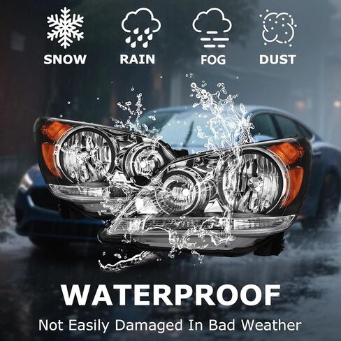 Headlight Assembly Fit for 2005-2010 Honda Odyssey,Factory Halogen Headlamp Replacement Driver Passenger Side Chrome Housing HO2502136 HO2503136 in Kuwait