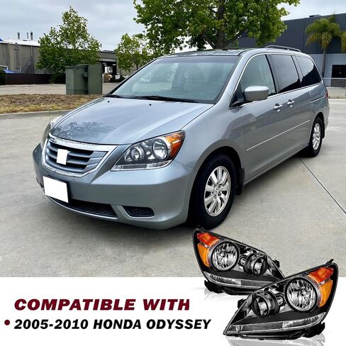 Headlight Assembly Fit for 2005-2010 Honda Odyssey,Factory Halogen Headlamp Replacement Driver Passenger Side Chrome Housing HO2502136 HO2503136 in Kuwait