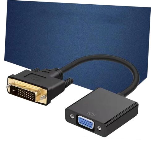 محول فيديو Housoutil Dvi ذكر إلى Vga أنثى عالي الوضوح من Dvi-d إلى كابل Vga لأجهزة الكمبيوتر المحمولة وأجهزة التلفزيون ونقل الإشارة الثابتة باللون الأسود in Kuwait
