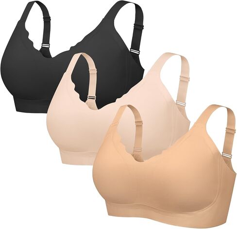 Wireless Bras for Women with Support, No Wire Push Up Bra, No Underwire Soft Padded Comfort Bralettes T-Shirt Everyday Bras in Kuwait