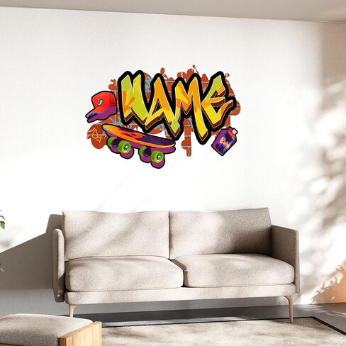 Custom Graffiti Name Wall Decal Vinyl Stickers Personalized Gaming Gamer Game Lover Street Drip Name Transparent, DTF Vinyl Sticker for Home Décor, Removable Wall Art for Kids & Teens Bedroom, Car in Saudi Arabia