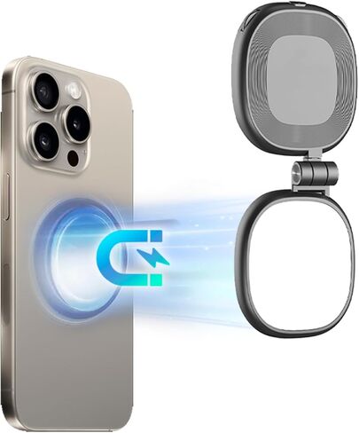 ضوء سيلفي مغناطيسي، ضوء هاتف متوافق مع iPhone Magsafe، CRI97 360 درجة LED حلقة سيلفي تملأ الضوء مع مرآة لصور السيلفي/التصوير الفوتوغرافي/TikTok/مكالمات التكبير/مؤتمر الفيديو (أسود) in Kuwait