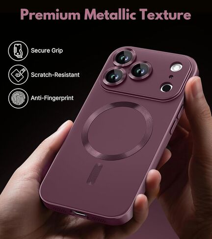حافظة مغناطيسية لهاتف iPhone 17 Pro Max مع واقيات شاشة الخصوصية وواقي عدسة الكاميرا [لا تصفر أبدًا] غطاء هاتف نحيف مقاوم للصدمات للنساء/الفتيات iPhone 17 ProMax-Wine Red in Kuwait