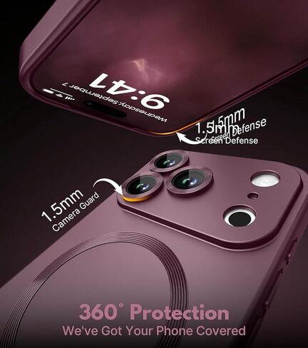 حافظة مغناطيسية لهاتف iPhone 17 Pro Max مع واقيات شاشة الخصوصية وواقي عدسة الكاميرا [لا تصفر أبدًا] غطاء هاتف نحيف مقاوم للصدمات للنساء/الفتيات iPhone 17 ProMax-Wine Red in Kuwait