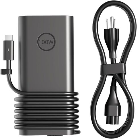 شاحن تيار متردد USB-C بقوة 100 واط متوافق مع Dell Pro Max/Rugged/Plus 14 16 Inspiron 14 16 Plus 7420 7430 Precision 3540 3541 5680 5690 5770 XPS 14 13 9440 Latitude 5501 5411 5421 5511 كمبيوتر محمول in Kuwait