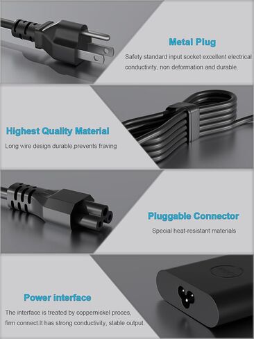 شاحن تيار متردد USB-C بقوة 100 واط متوافق مع Dell Pro Max/Rugged/Plus 14 16 Inspiron 14 16 Plus 7420 7430 Precision 3540 3541 5680 5690 5770 XPS 14 13 9440 Latitude 5501 5411 5421 5511 كمبيوتر محمول in Kuwait
