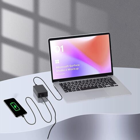 شاحن 127 واط 102 واط مناسب لشاحن Microsoft Surface Book 3 متوافق مع Surface Laptop Studio 2 1932 1706 1798 محول تيار متردد مغناطيسي مع مؤشر LED in Kuwait