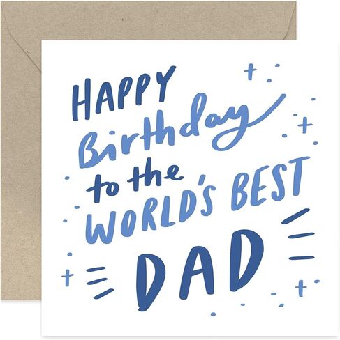 Old English Co. Happy Birthday World's Best Dad Card - Special Birthday Wishes Greeting Card| From Son, Daughter, Children to Parent Birthday | Blank Inside & Envelope Included (Dad) in Saudi Arabia