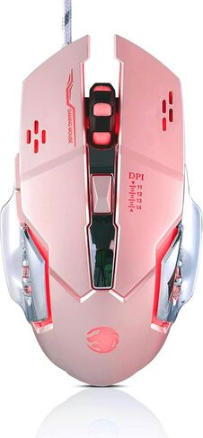 Guiheng Wired Gaming Mouse, Optical USB Mice for Laptop/Desktop, 1200 to 3600 and RGB Light, Ergonomic with 6 Programmable Buttons for Computer Windows 7/8/10/XP Vista Linux Chromebook PC(Pink) in Kuwait
