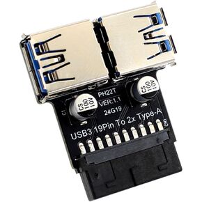 محول USB3.0 نوع C PH22T للوحة الأم 19/20PIN إلى مزدوج USB3.0A محول توسيع منفذ أنثى اللوحة الأم تمديد USB in Saudi Arabia