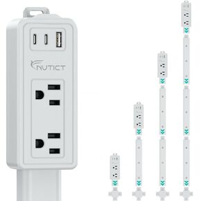 عصا موسع للمنافذ الكهربائية، 2 منافذ تيار متردد و2 USB-C ومنفذ USB-A، تجميع مجاني وامتدادات مرنة 6 بوصة - 34 بوصة، الوصول إلى المنافذ التي يصعب الوصول إليها خلف الأرائك والطاولات الليلية والأسرة والمكاتب، رمادي in Kuwait