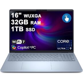 كمبيوتر محمول Dell 16 Plus مقاس 16 بوصة WUXGA Touch Intel 8-core Ultra 9 288V (ما يصل إلى 48 سطحًا) وذاكرة الوصول العشوائي 32 جيجابايت و1 تيرابايت SSD وبصمة الإصبع الخلفية Wi-Fi7 لمصمم الأعمال الاحترافي Win11Pro مع برنامج Copilot+ AI in Kuwait