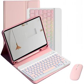 Keyboard Case for Samsung Galaxy Tab A9+ / A11+ Plus 2023/2025 11 Inch, Mouse and Detachable Wireless Keyboard, 7 Color Backlit Slim Case with Pen Slot for Tablet A9+ 5G.(7 C Black) in Kuwait