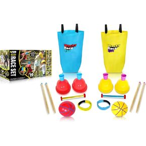4FUN Wacky Race Set - Family Fun Outdoor Yard Games - Set Includes Hop Sack Race, Knee Walkers, Nose Nudge, Water Helmet Relay, 3-Legged Race, and Wizzy Dizzy – Great for Ages 3+ in Saudi Arabia