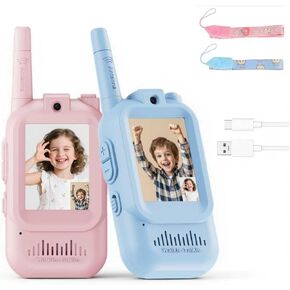 أجهزة اتصال فيديو لاسلكية للأطفال، عبوتان من أجهزة اتصال فيديو لاسلكية قابلة لإعادة الشحن للأطفال مع كاميرا، جهاز اتصال لاسلكي فيس تايم للألعاب الداخلية والخارجية، والتخييم، والمشي لمسافات طويلة للأولاد والبنات الذين تتراوح أعمارهم بين 3-12 سنة in Kuwait