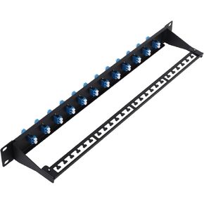 1U Fiber Patch Panel with 24 LC OS2 Singlemode Fiber Optic Adapters Couplers Single Mode Connectors for Standard 19" Racks, 1pack in Kuwait