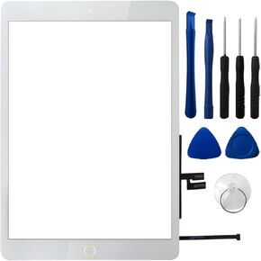 أدوات إصلاح شاشة تعمل باللمس الزجاجية من Loner مناسبة لجهاز iPad 7 و8th 10.2 بوصة الجيل السابع 2019 + زر الصفحة الرئيسية (أبيض) in Kuwait